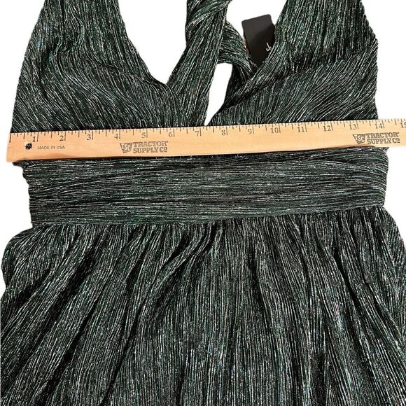 New Lulu’s Ailey Gold Teal Blue Skater Dress Small Party Cocktail - Picture 9 of 16